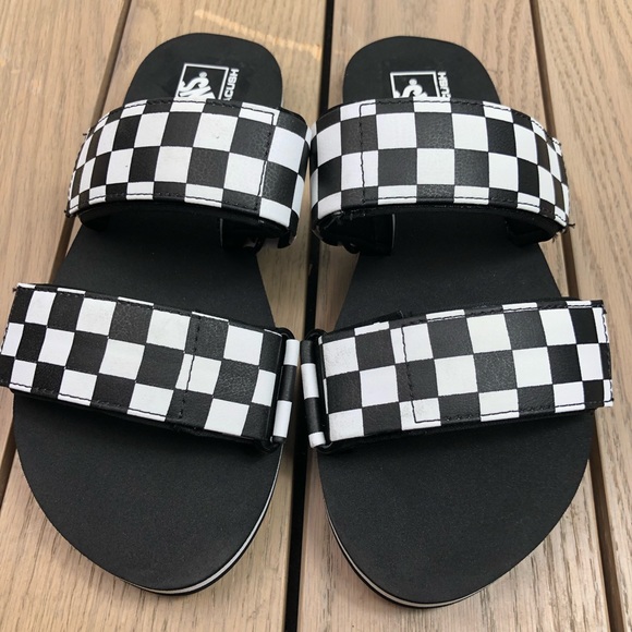 vans slides checkerboard cayucas